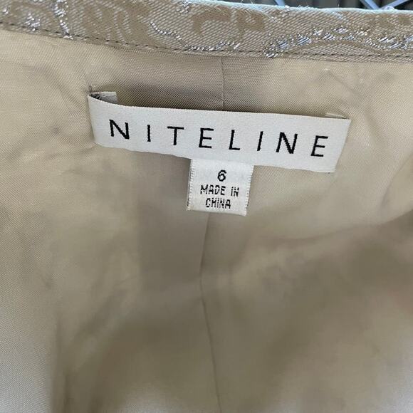 Niteline Formal Champagne Silk Beaded Long Dress with Jacket - Picture 14 of 16